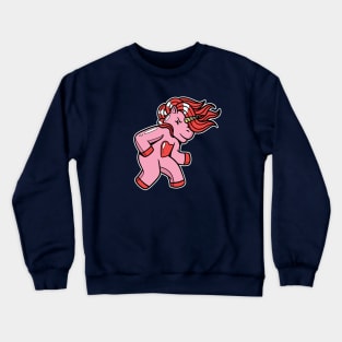 Headbanging Unicorn Rocking Out Pink Crewneck Sweatshirt